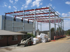 Steel frame building other angle